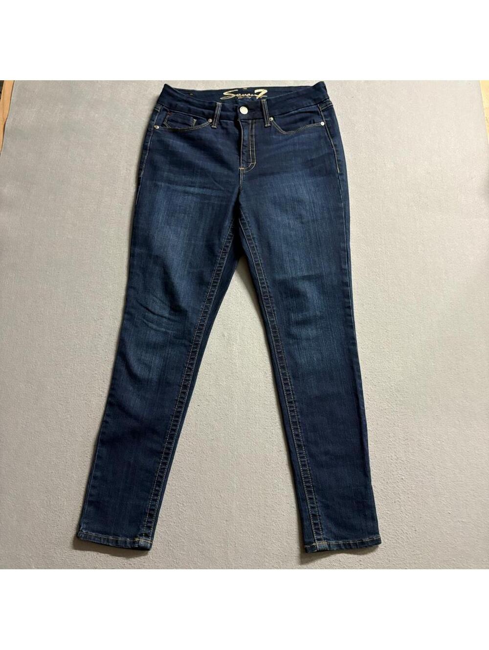 Seven7 Tummyless High Rise Skinny Jeans Womens 10 Dark Wash Blue Denim Stretch